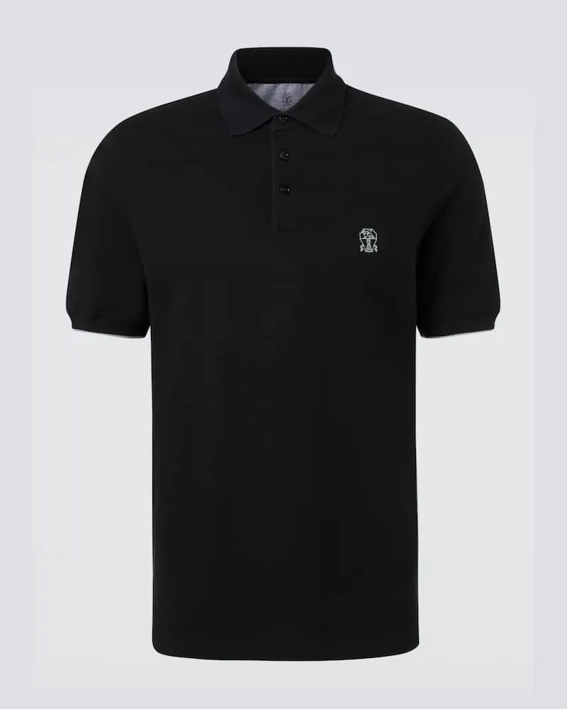 Brunello Cucinelli Polohemd aus Baumwolle Schwarz