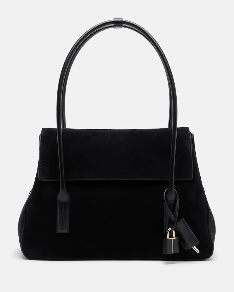Tom Ford Schultertasche Eclipse Medium aus Veloursleder Schwarz