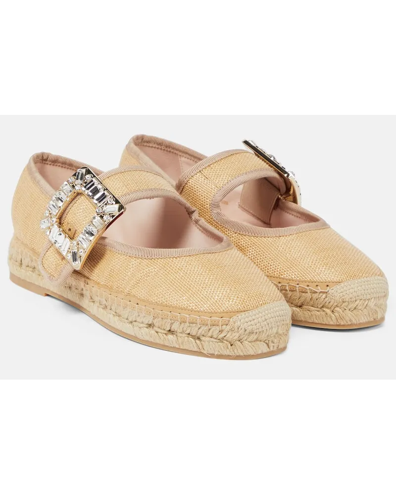 Roger Vivier Verzierte Espadrilles Babies aus Canvas Beige