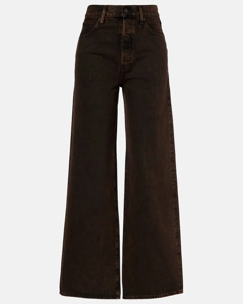Frame Denim High-Rise Wide-Leg Jeans Collegiate Braun