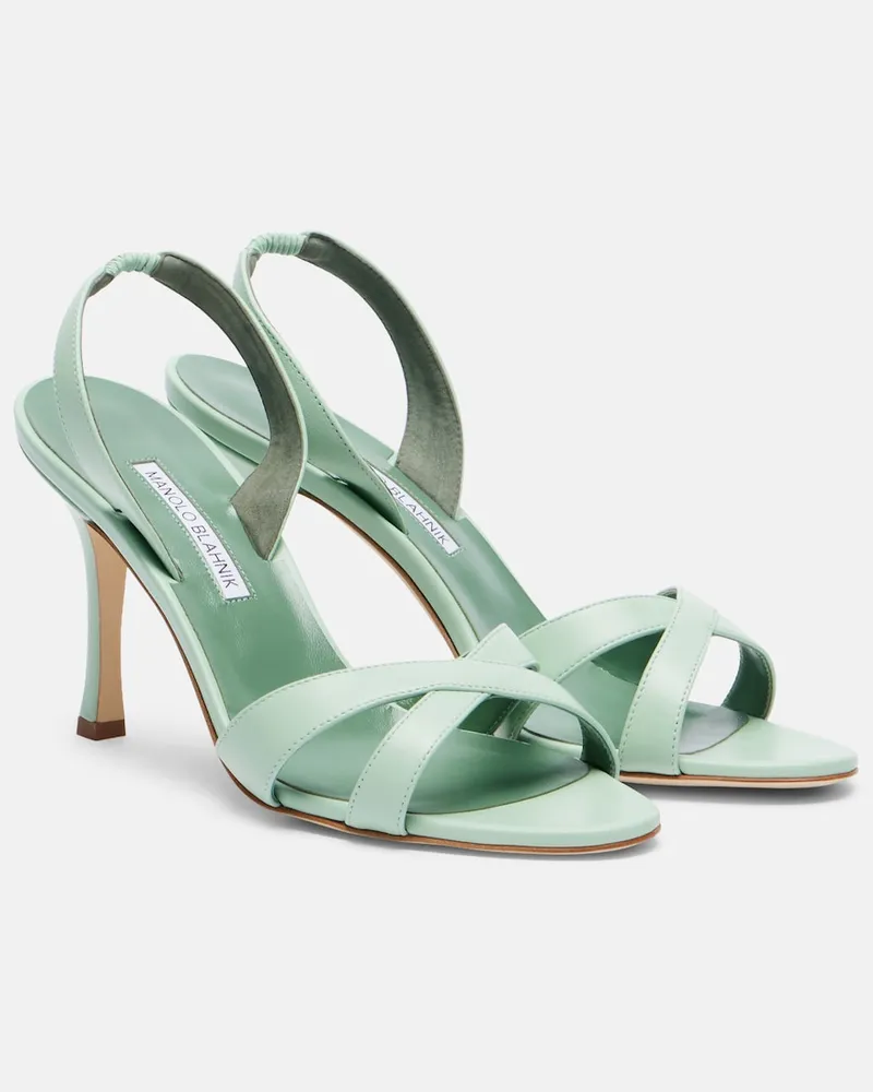 Manolo Blahnik Slingback-Sandalen Callasli aus Leder Grün