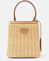 Prada Bucket-Bag Panier Mini mit Leder Beige