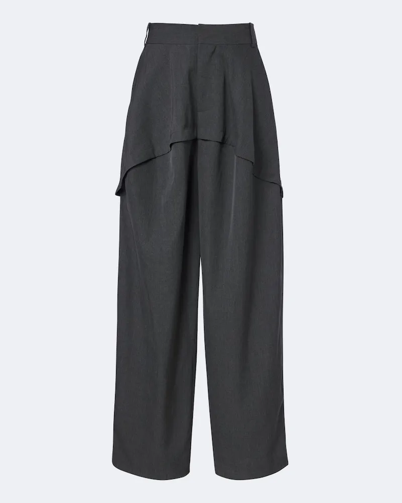 Loewe Weite Hose aus Wolle Grau