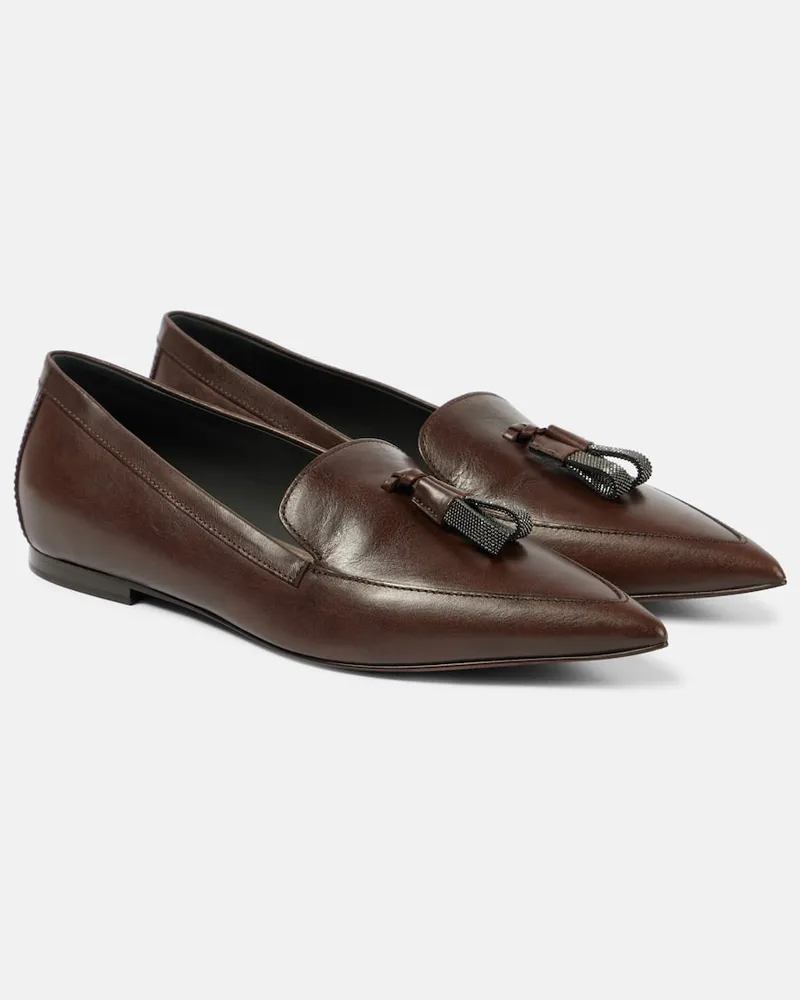 Brunello Cucinelli Loafers Monili aus Leder Braun