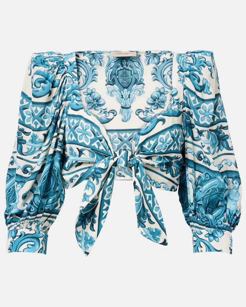 Adriana Degreas Bedrucktes Cropped-Top Blau