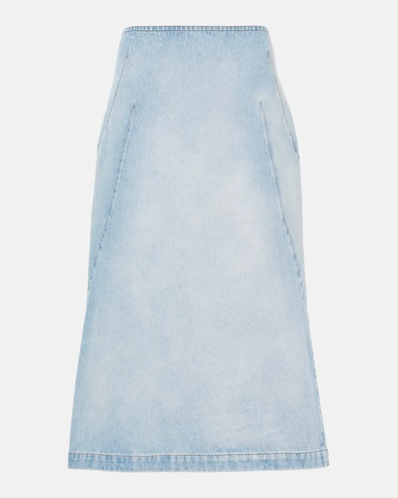 Dries van Noten Midirock aus Denim Blau