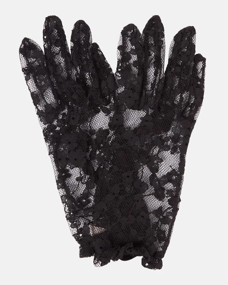 Valentino Garavani Handschuhe VLogo aus Spitze Schwarz