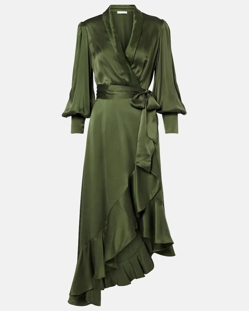 Zimmermann Wickelkleid aus Seidensatin Grün