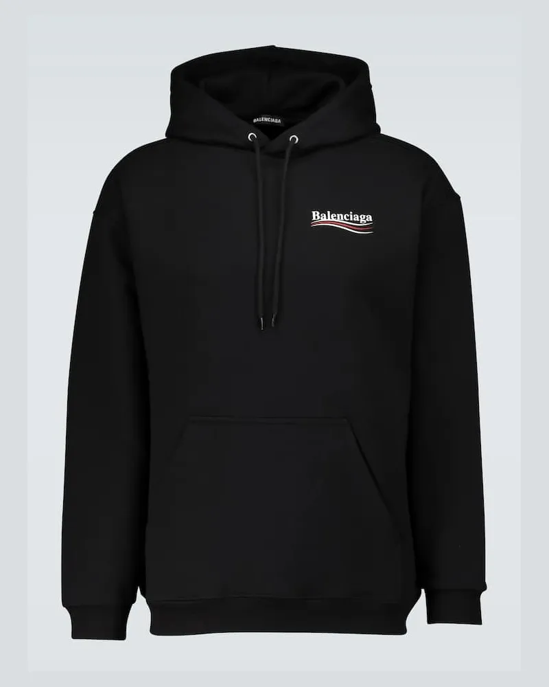 Balenciaga Hoodie Political Campaign aus Baumwolle Schwarz