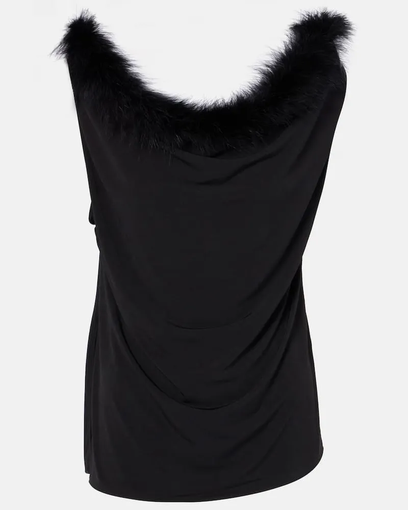 COPERNI Top Boa aus Jersey mit Federn Schwarz