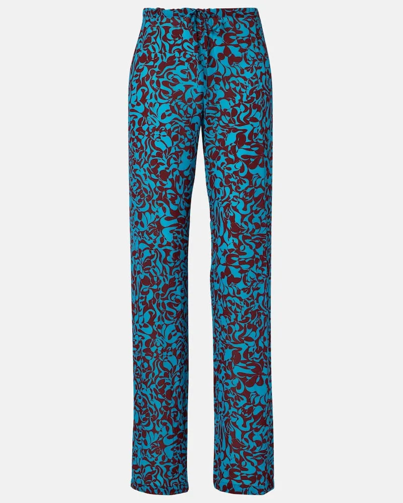 Dries van Noten Bedruckte Hose Blau