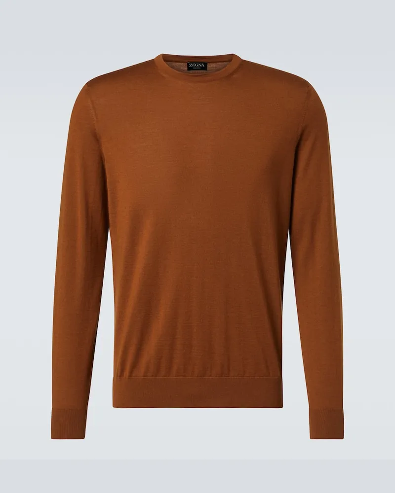 Ermenegildo Zegna Pullover aus Kaschmir und Seide Braun