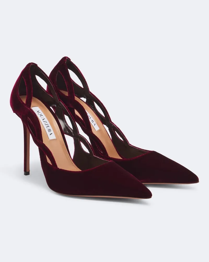 Aquazzura Pumps Contour aus Samt Burgunderrot