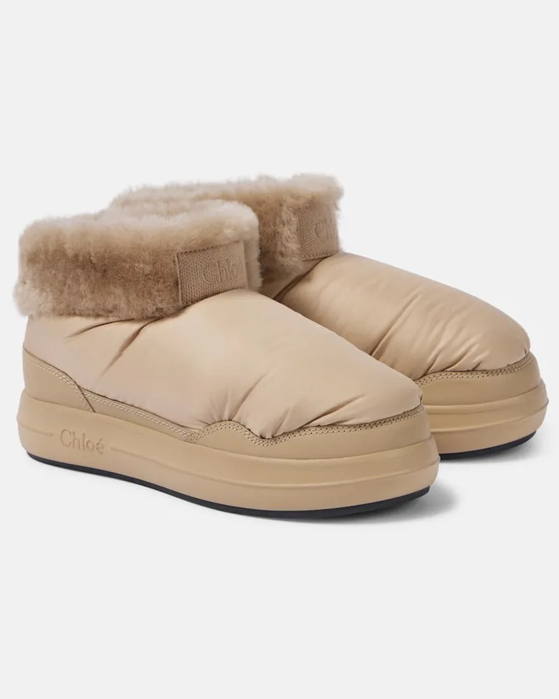 Chloé Chloé Ankle Boots Polar mit Shearling Beige