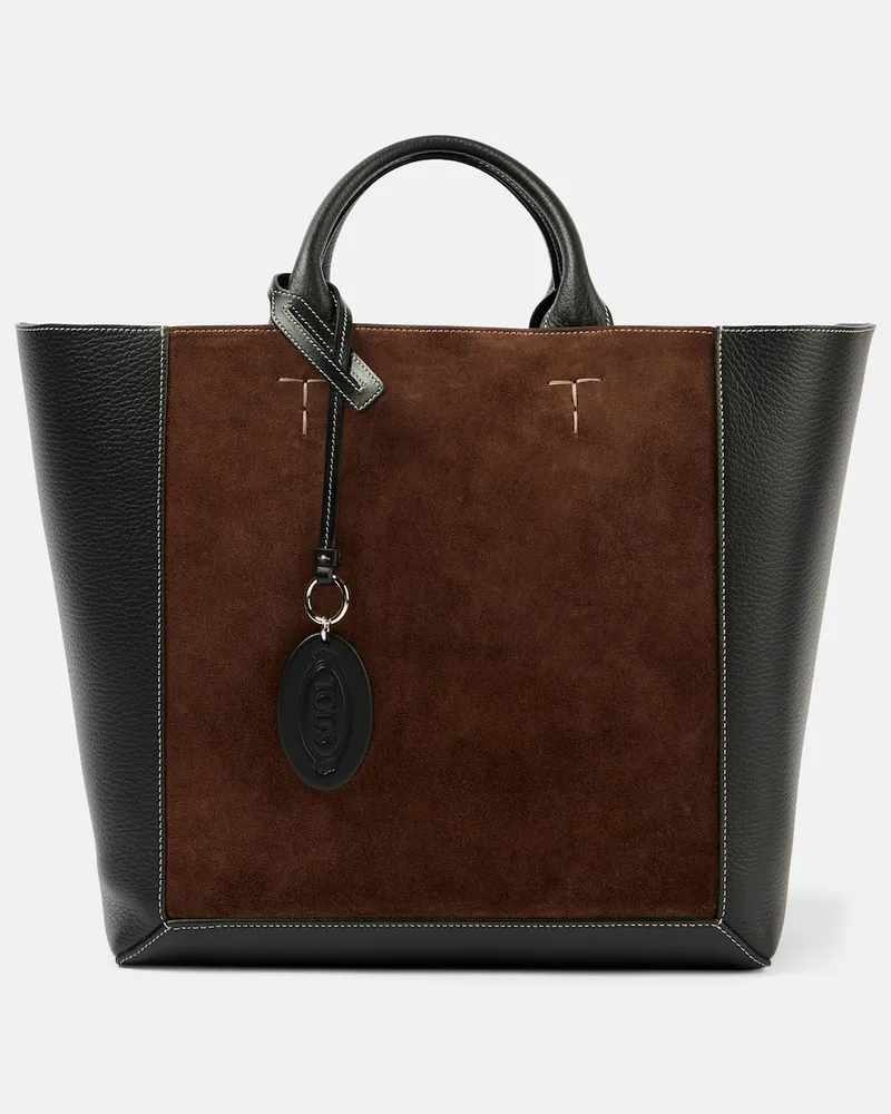 TOD'S Shopper Double Up Medium aus Leder und Veloursleder Braun