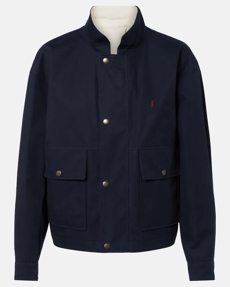 Saint Laurent Wendbarer Blouson Cassandre aus Baumwolle Blau