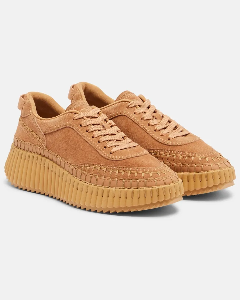 Chloé Chloé Plateau-Sneakers Nama aus Veloursleder Braun