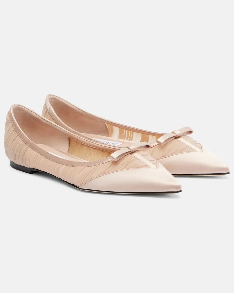 Jimmy Choo Ballerinas Love aus Mesh und Satin Pink