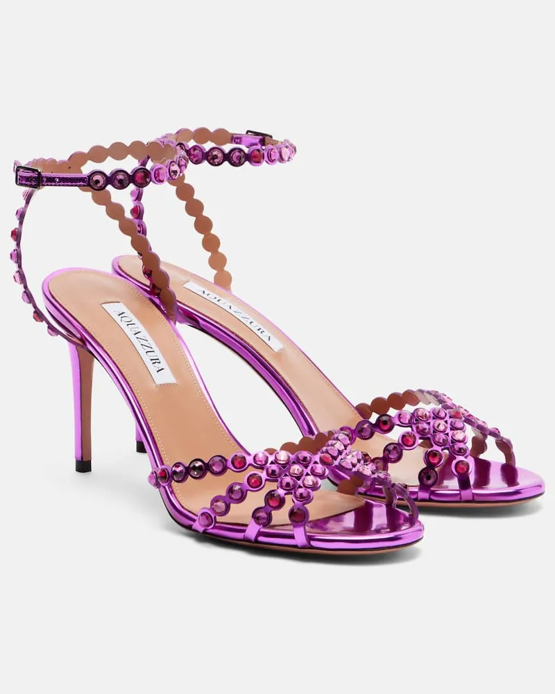 Aquazzura Sandalen Tequila aus Metallic-Leder Rosa