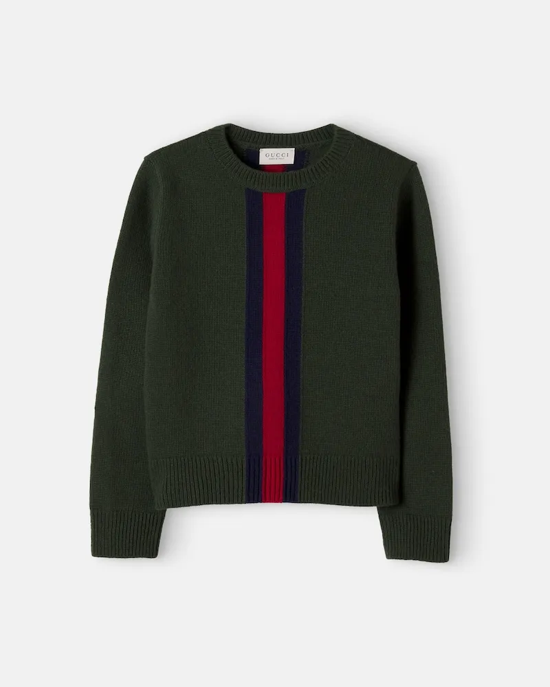 Gucci Jacquard-Pullover aus Wolle Grün