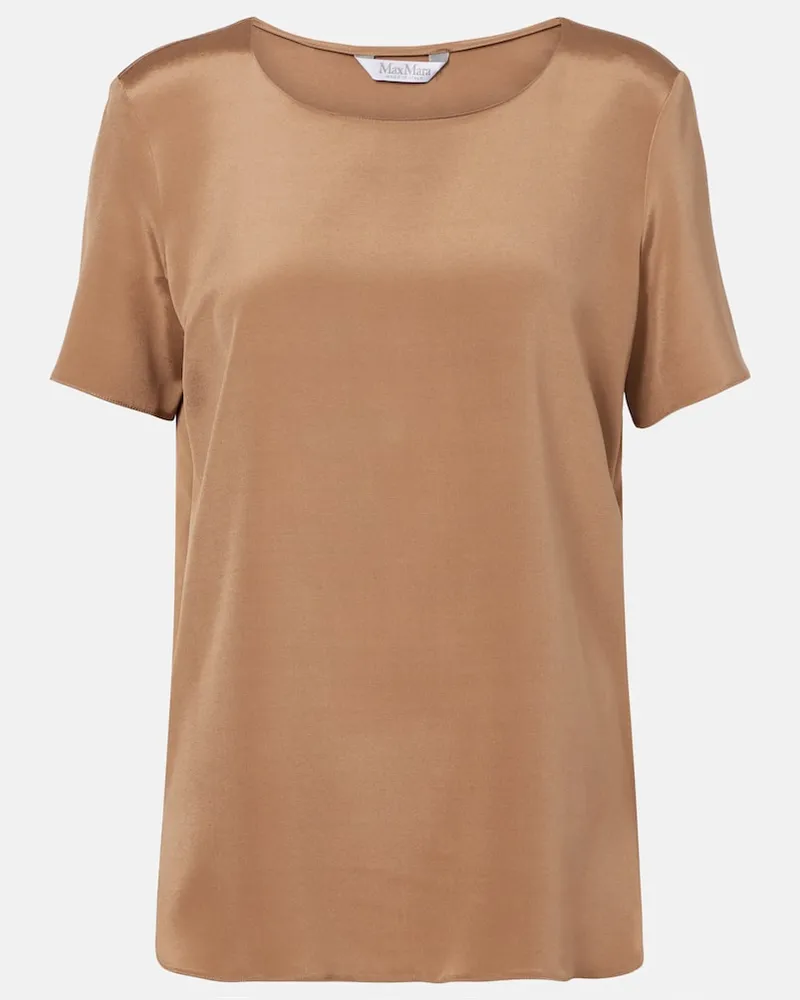 Max Mara T-Shirt Aris aus einem Seidengemisch Beige