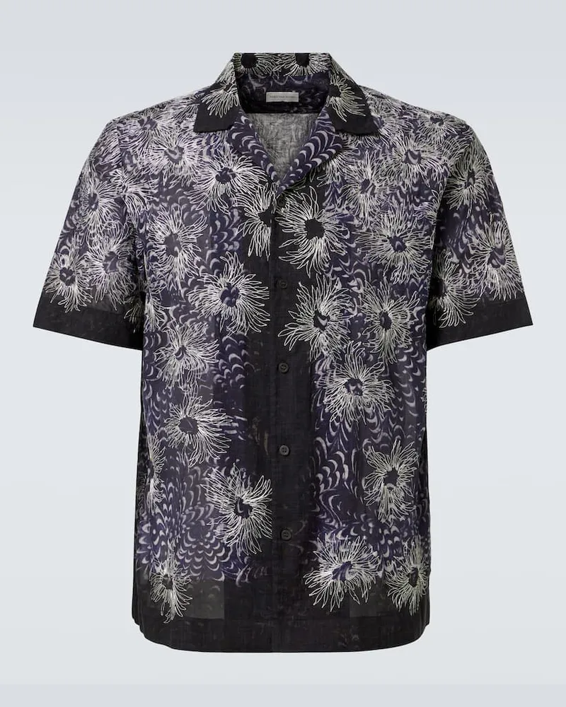 Dries van Noten Besticktes Hemd aus Baumwolle Blau