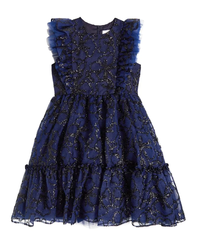 Tartine et Chocolat Besticktes Kleid aus Tüll Blau