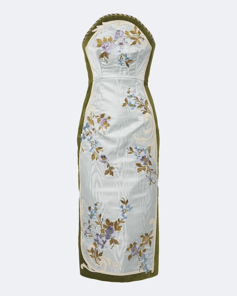 ALEMAIS Alémais Besticktes Bustier-Kleid Odessa aus Moiré und Samt Multicolor
