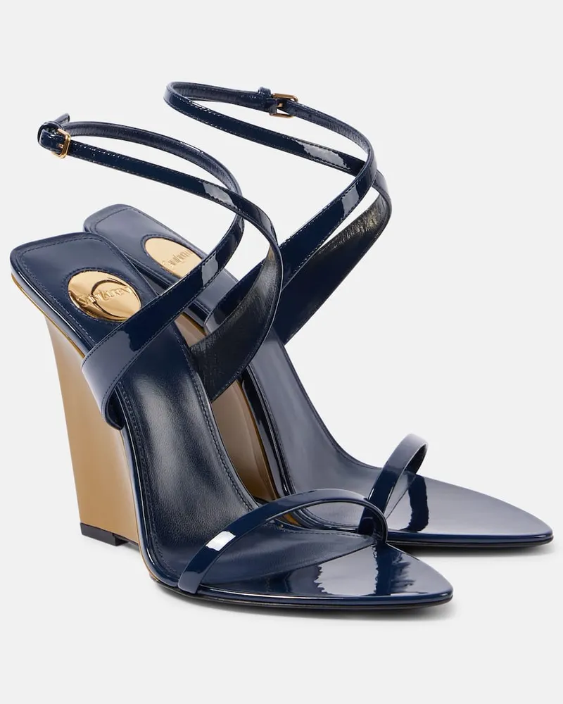 Saint Laurent Wedge-Sandalen Salomé 110 aus Lackleder Blau