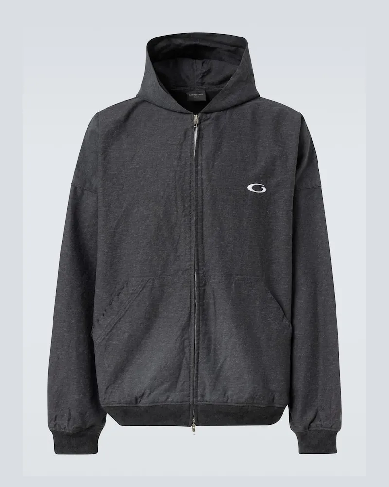 Balenciaga Kapuzenjacke aus Baumwolle Grau