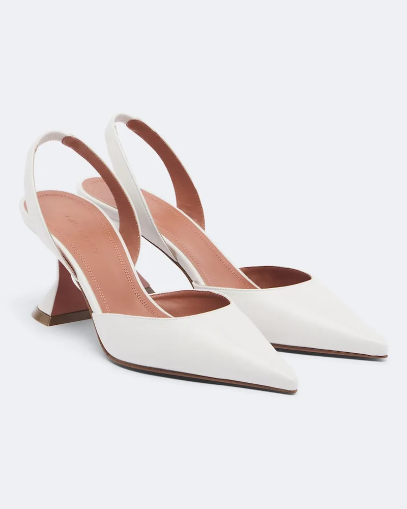 Amina Muaddi Slingback-Pumps Holli aus Leder Weiß
