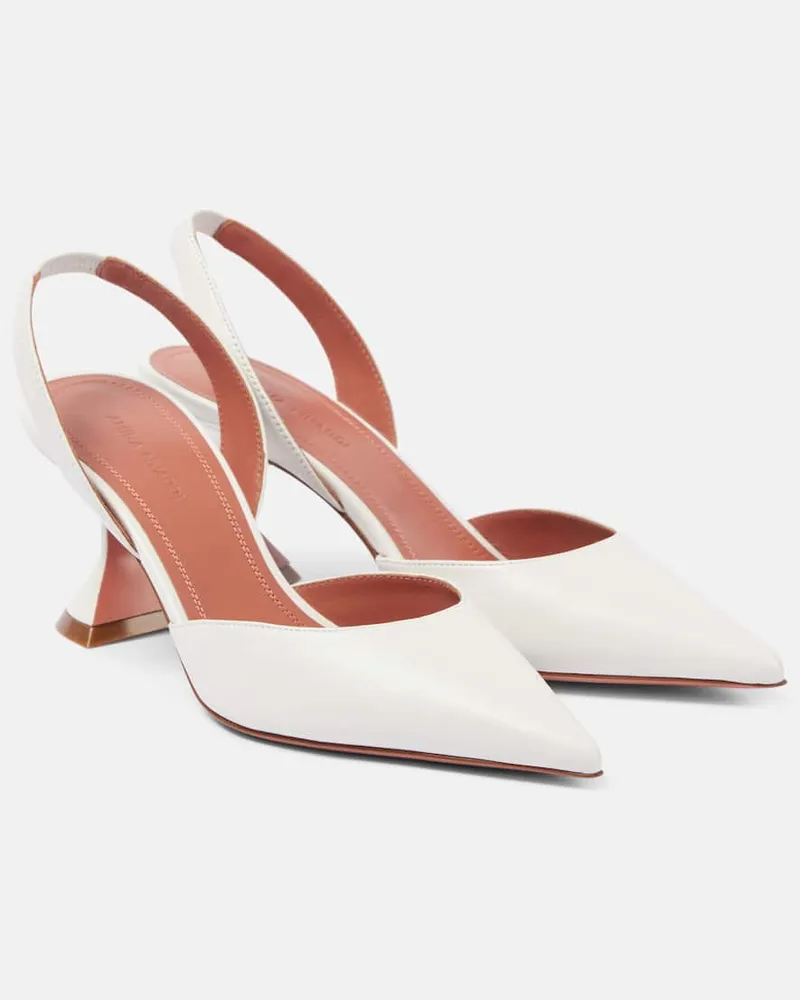 Amina Muaddi Slingback-Pumps Holli 70 aus Leder Weiß