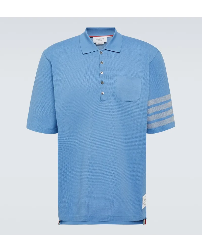 Thom Browne Polohemd 4-Bar aus Baumwoll-Piqué Blau