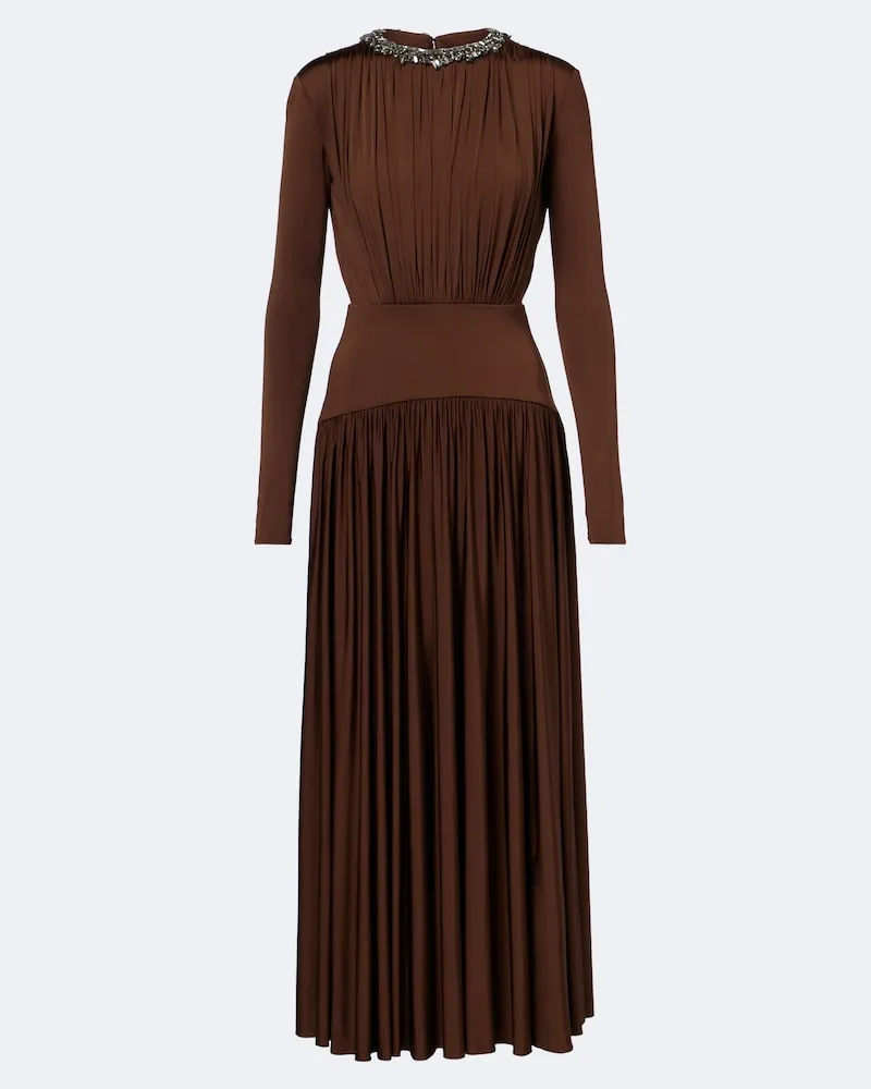 Roland Mouret Verziertes Maxikleid aus Jersey Braun