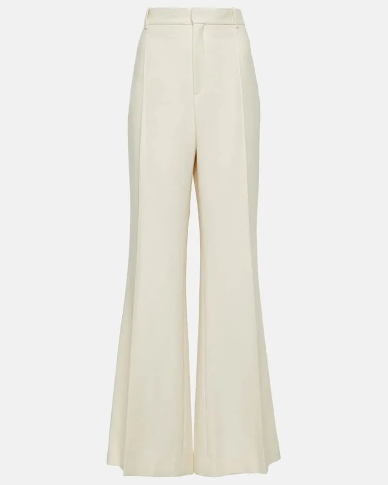 Chloé Chloé High-Rise-Hose aus Seide und Wolle Weiß