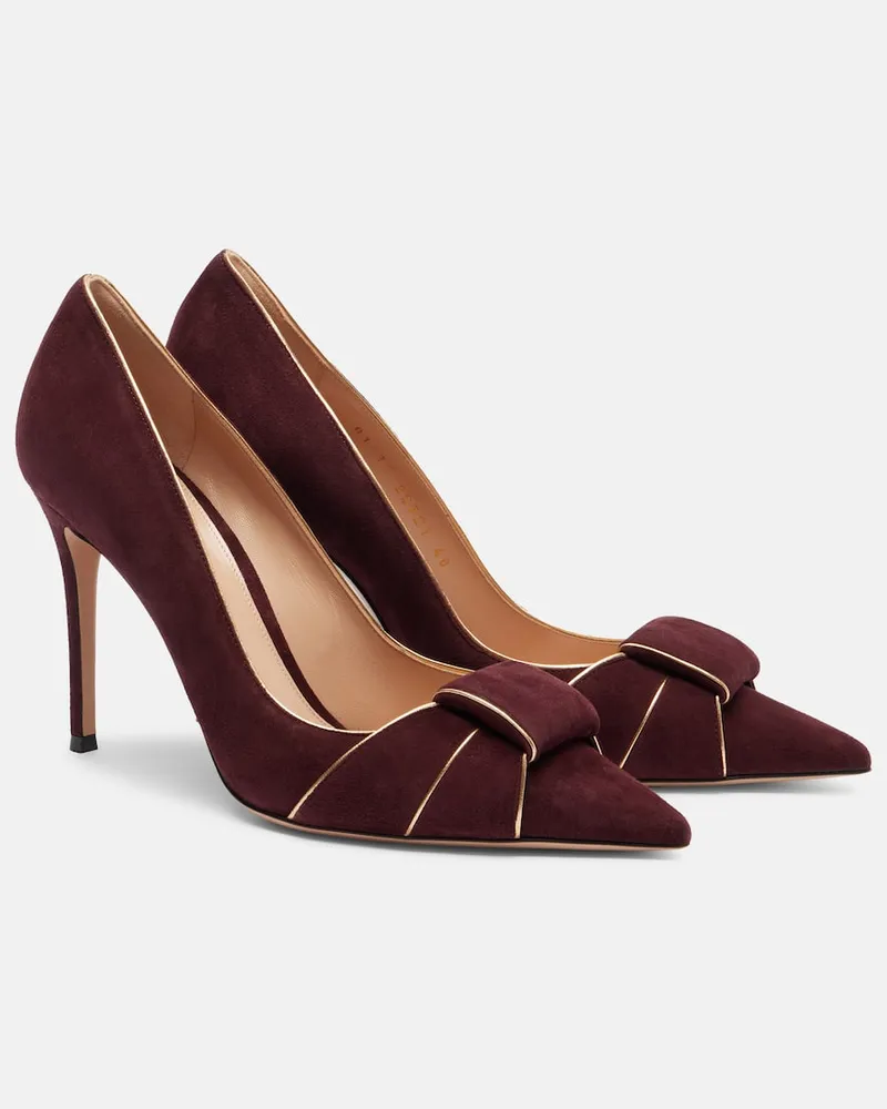 Gianvito Rossi Pumps aus Veloursleder Burgunderrot