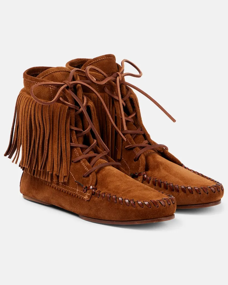 Paris Texas Ankle Boots Indiana aus Veloursleder Braun