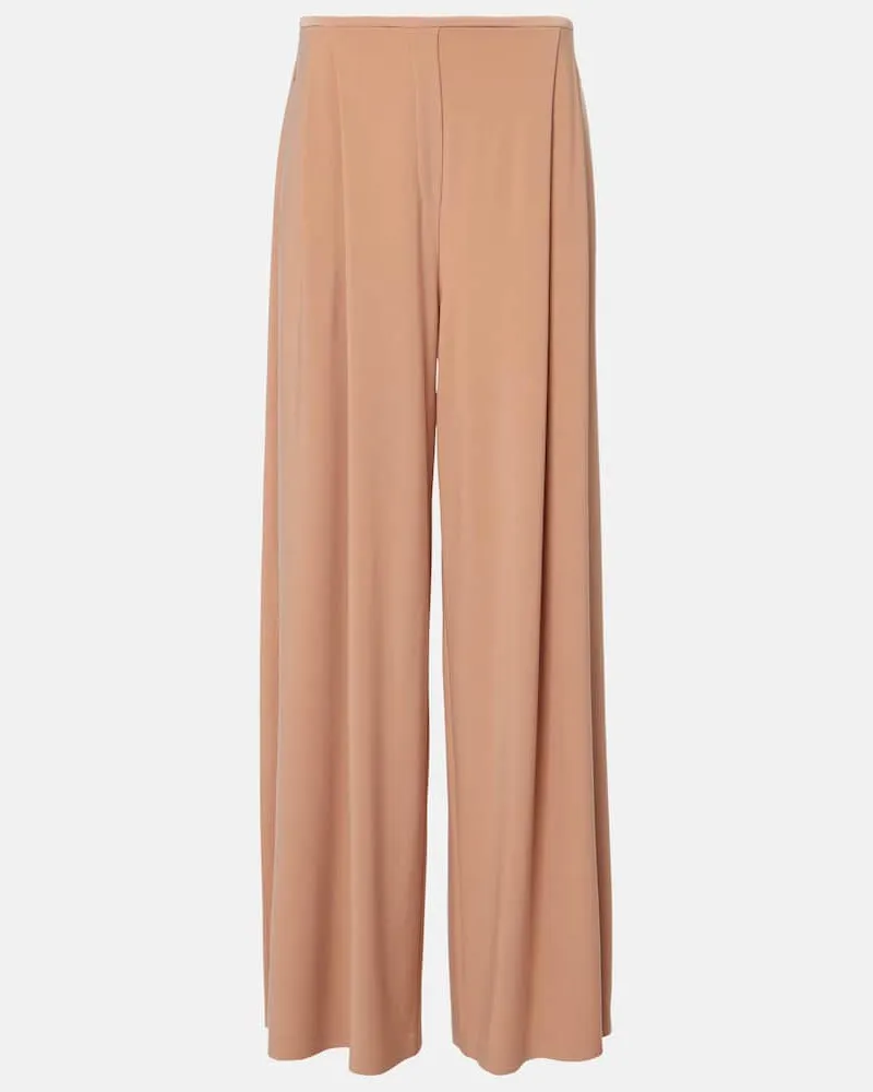 Norma Kamali Weite High-Rise-Hose Braun