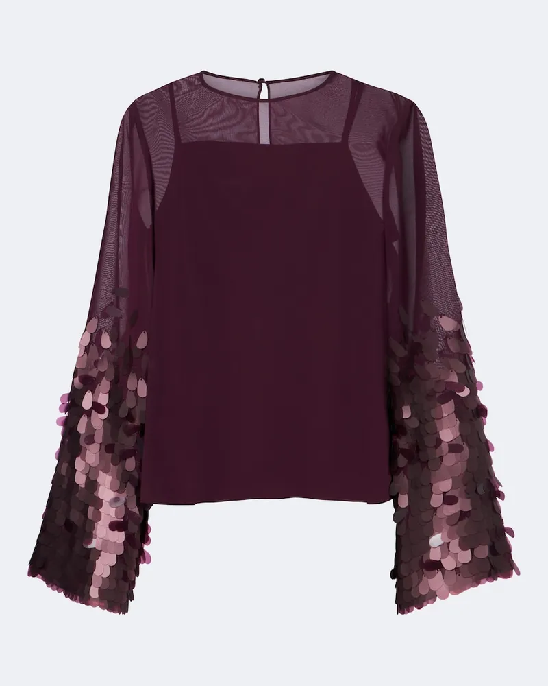 Joseph Top Ariane aus Chiffon mit Pailletten Burgunderrot