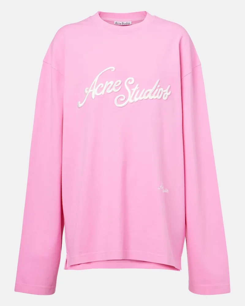Acne Studios Besticktes Longsleeve aus Baumwoll-Jersey Rosa
