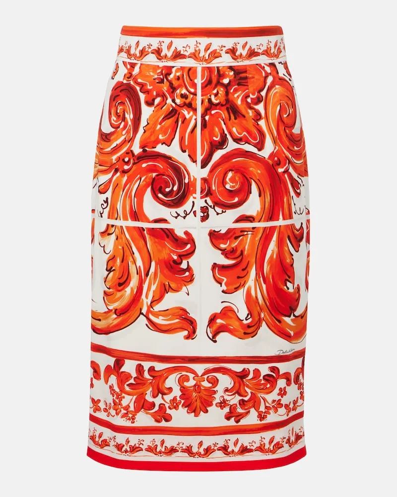 Dolce & Gabbana Bleistiftrock Majolica aus Charmeuse Orange