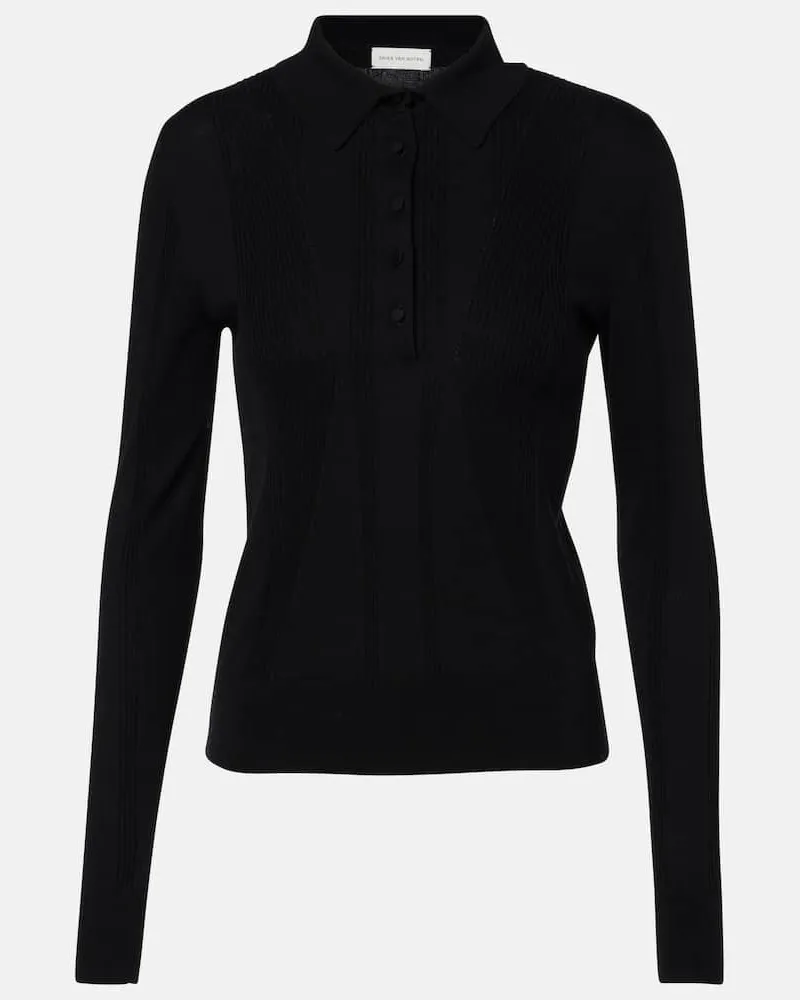Dries van Noten Polopullover aus Baumwolle Schwarz