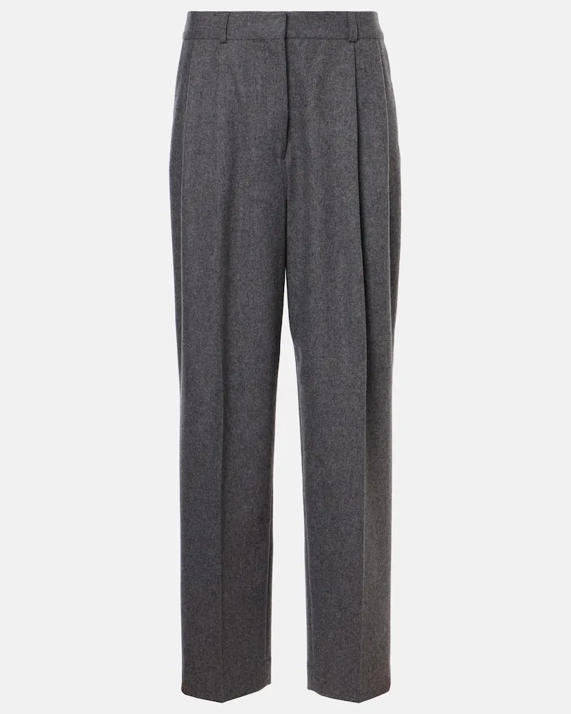 Totême Gerade Low-Rise-Hose aus einem Wollgemisch Grau