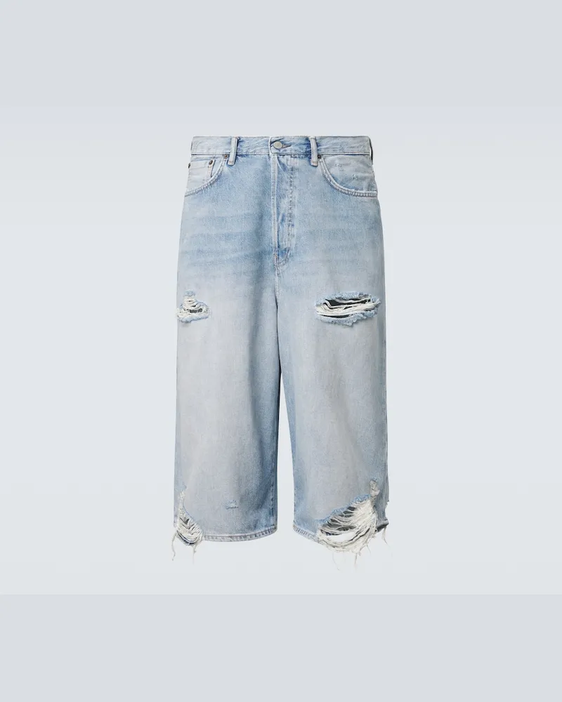 Acne Studios Distressed Bermuda-Shorts aus Denim Blau