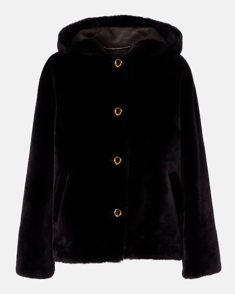 AGNONA Kapuzenjacke aus Shearling Braun
