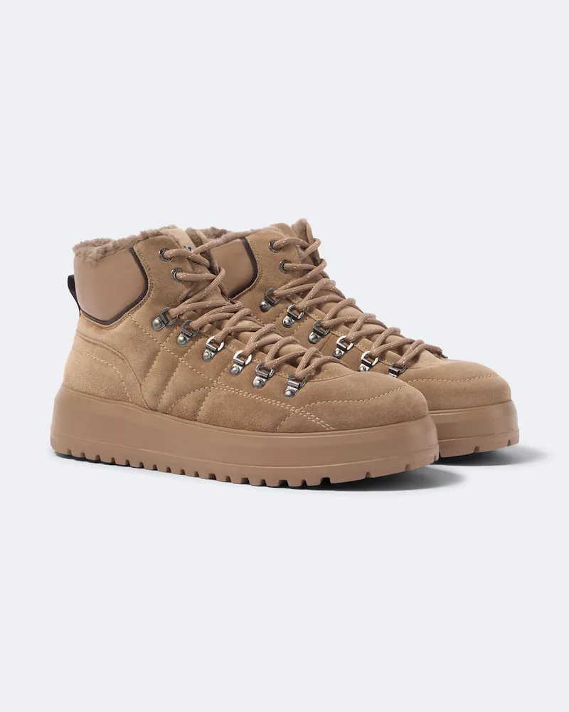 Bogner Schnürstiefel Antwerp aus Veloursleder Beige