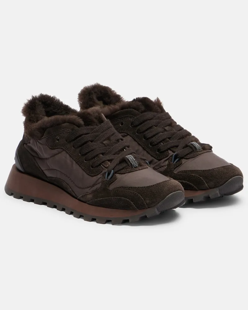Brunello Cucinelli Sneakers Monili mit Shearling Braun