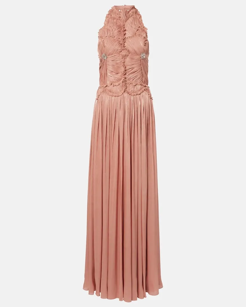 COSTARELLOS Robe aus Georgette mit Kristallen Rosa