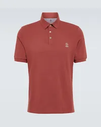 Brunello Cucinelli Polohemd aus Baumwoll-Jersey Rot