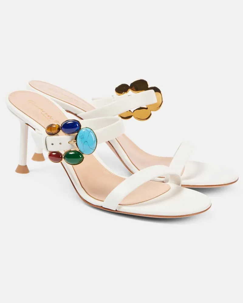 Gianvito Rossi Verzierte Sandalen 70 aus Leder Weiß